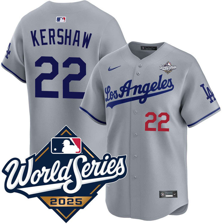 Clayton Kershaw Los Angeles Dodgers Road Limited 2025 World Series Jersey - Gray