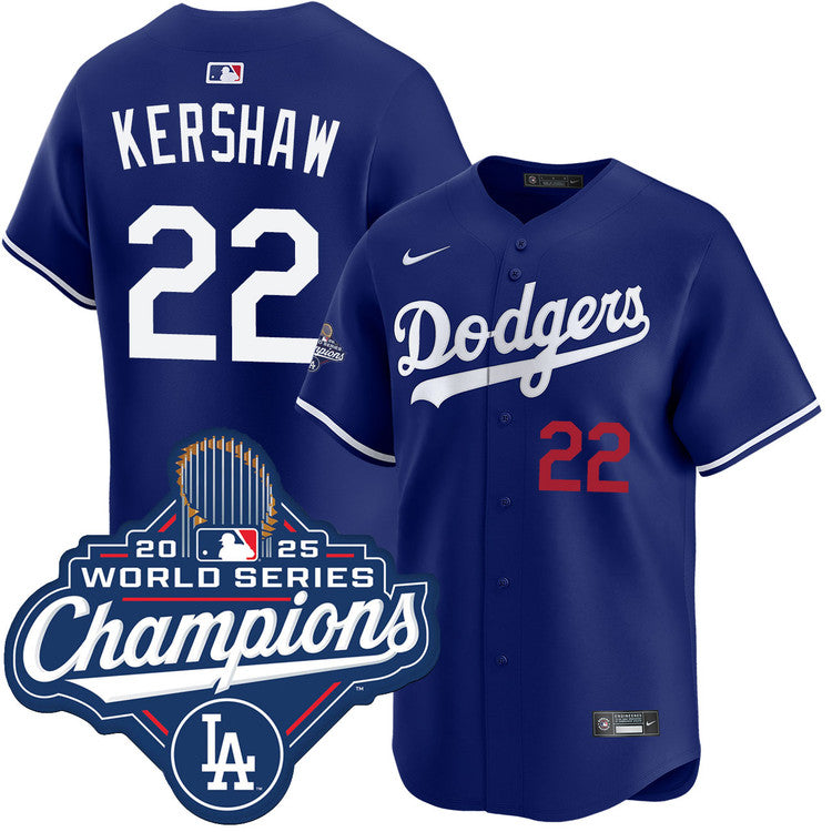 Clayton Kershaw Los Angeles Dodgers Alternate Royal Limited 2025 World Series Champions Jersey - Royal