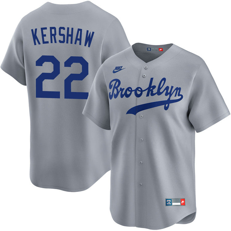 Clayton Kershaw Los Angeles Dodgers Cooperstown Brooklyn Road Jersey - Gray