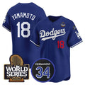 Yoshinobu Yamamoto Los Angeles Dodgers 2024 World Series Jersey - Royal Blue