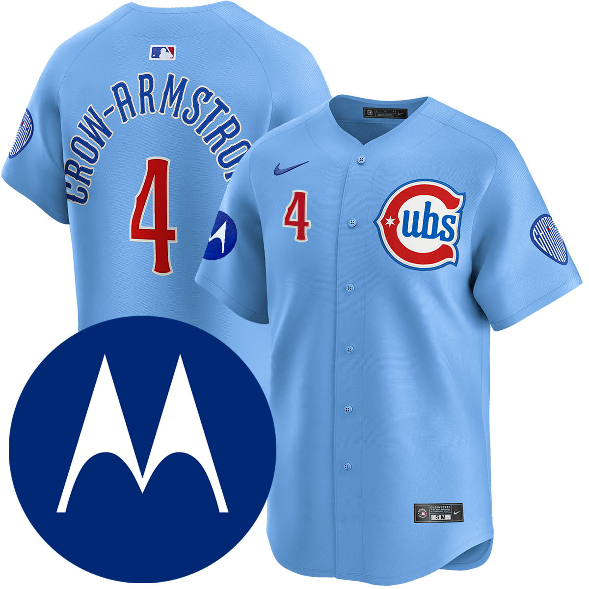Pete Crow-Armstrong Chicago Cubs Blues Alternate Limited Motorola Patch - Light Blue