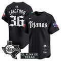 Wyatt Langford Texas Rangers Mexico Tejano Barrio Jersey - Black