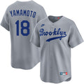 Yoshinobu Yamamoto Los Angeles Dodgers Cooperstown Brooklyn Road Jersey - Gray