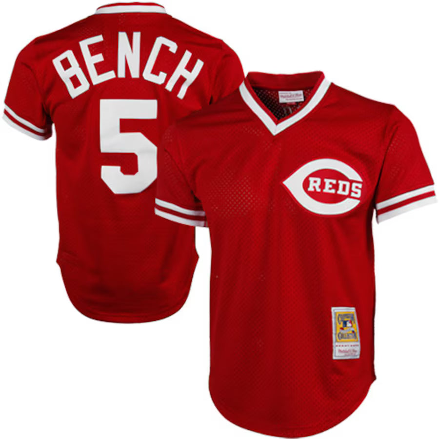 Johnny Bench Cincinnati Reds 1983 Cooperstown Collection Mesh Batting Practice Jersey - Red