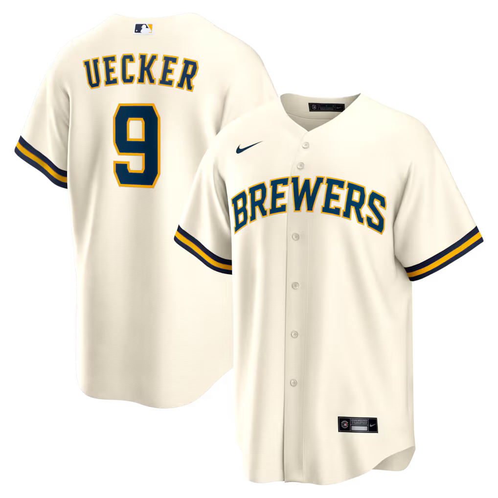 Bob Uecker Milwaukee Brewers Home Retired Player Jersey - Cream
