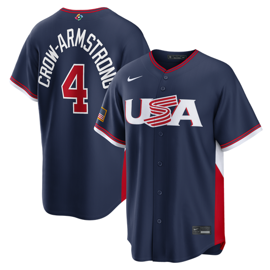 Pete Crow-Armstrong USA Baseball 2026 World Baseball Classic Road Stadium Jersey - Navy